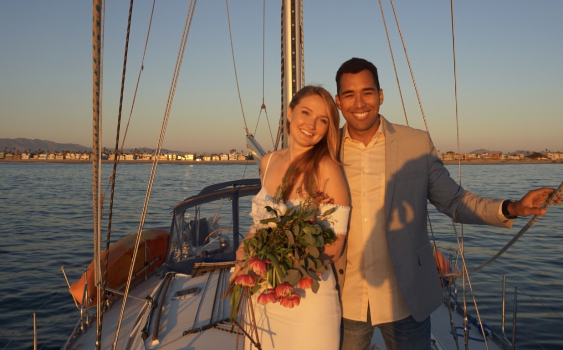 Whitney and Daniel wed aboard Sancerre